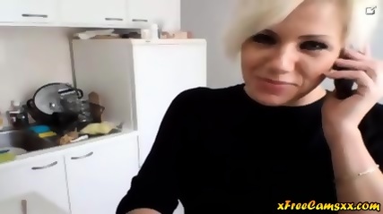 Super Sexy Blonde Milf Strips In Her Kitchen On Cam