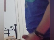 horny I masturbate on the bed and fuck my hand